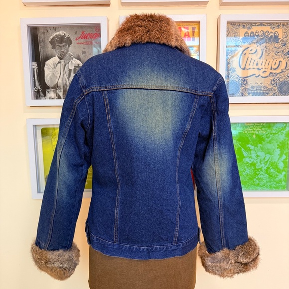 Vintage 90s Fur Denim Jacket 🤎 - Picture 2 of 16